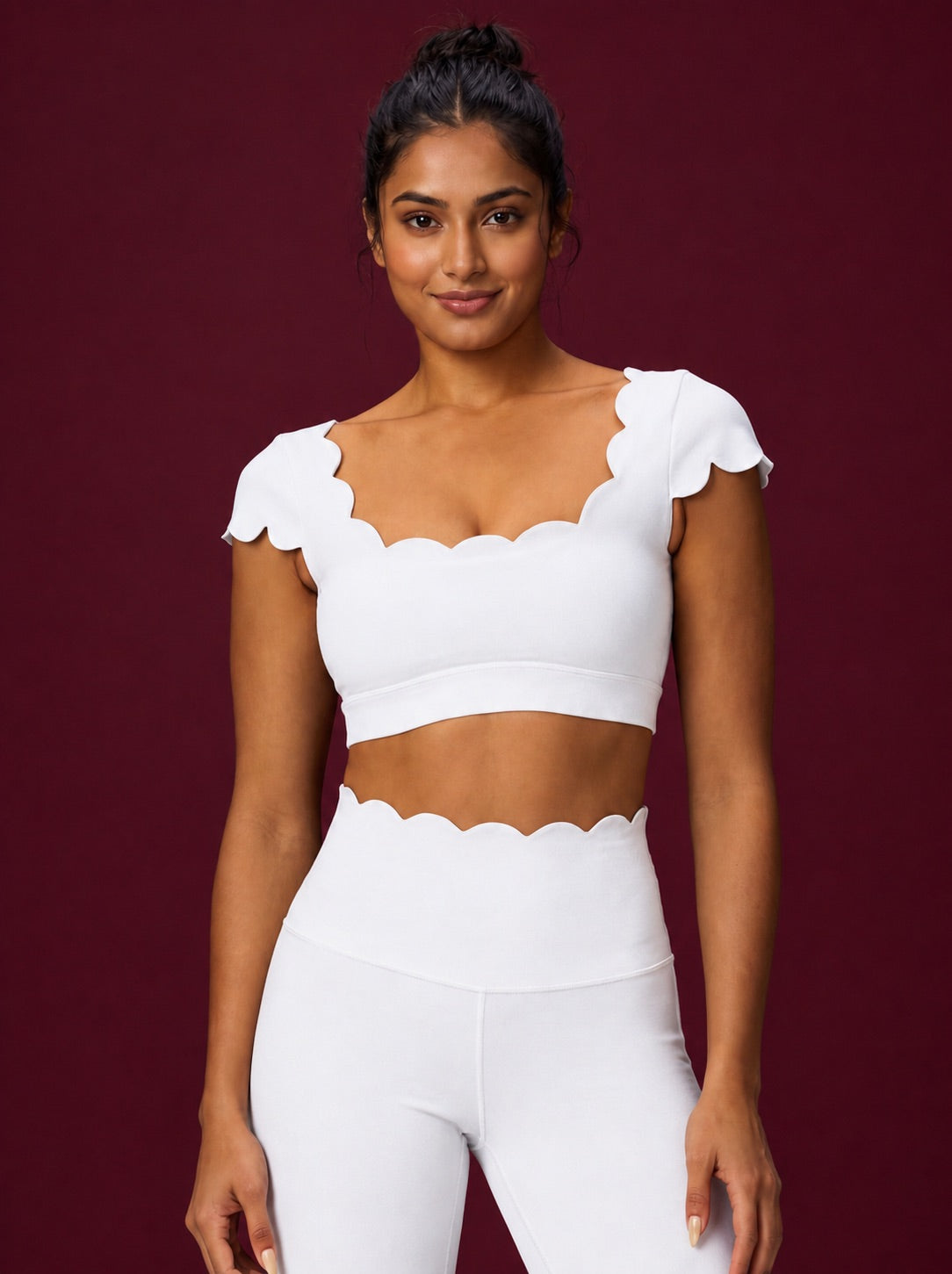 Scallopé Cap Sleeve padded Crop top