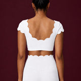 Scallopé Cap Sleeve padded Crop top