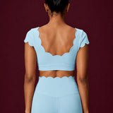 Scallopé Cap Sleeve padded Crop top