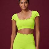 Scallopé Cap Sleeve padded Crop top