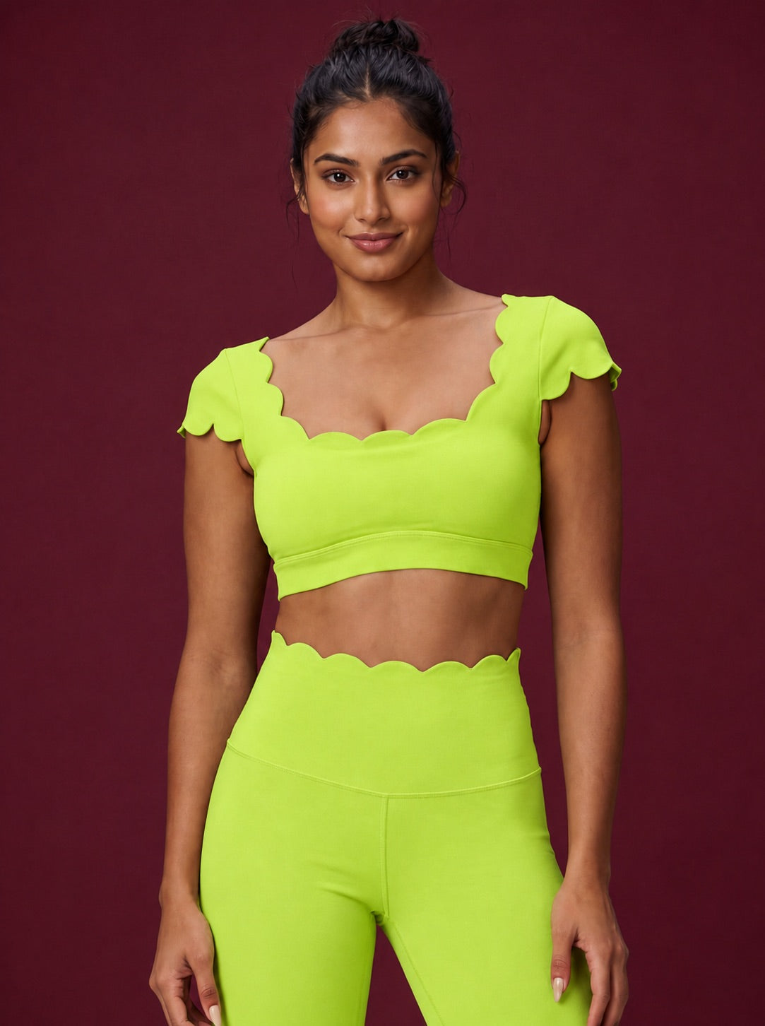 Scallopé Cap Sleeve padded Crop top
