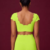 Scallopé Cap Sleeve padded Crop top