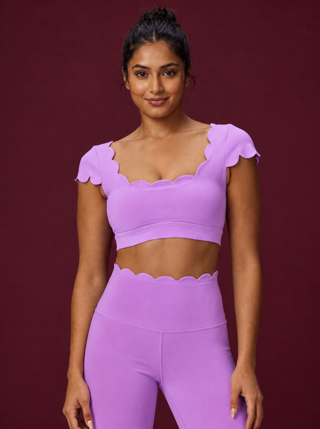Scallopé Cap Sleeve padded Crop top