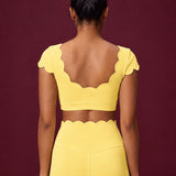 Scallopé Cap Sleeve padded Crop top