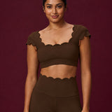 Scallopé Cap Sleeve padded Crop top