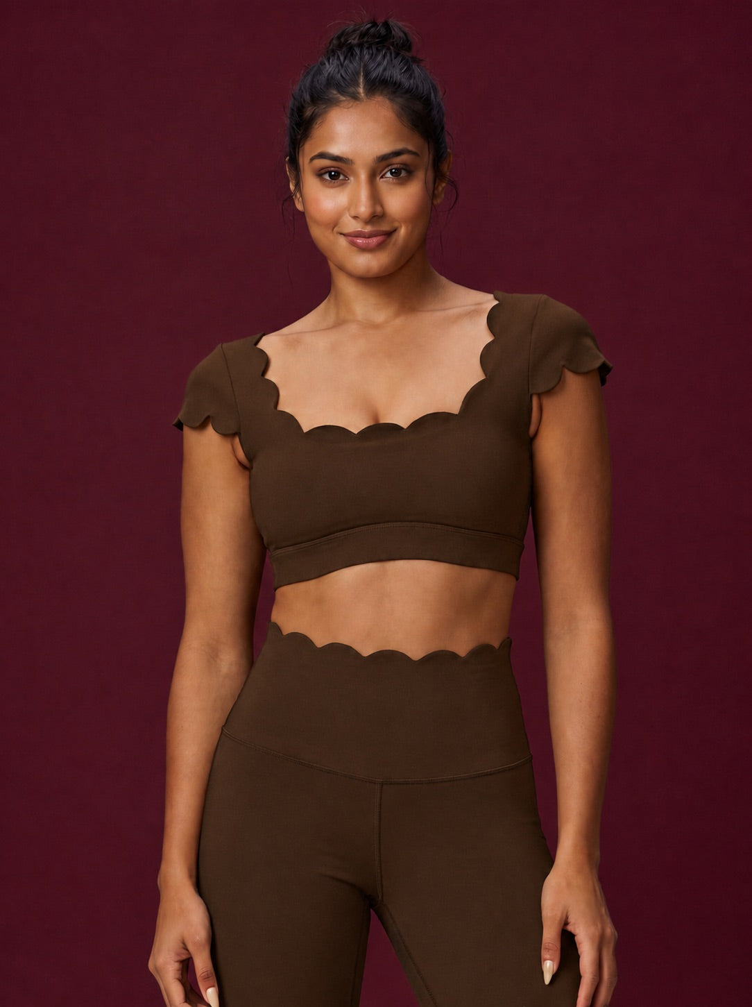 Scallopé Cap Sleeve padded Crop top