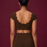 Scallopé Cap Sleeve padded Crop top