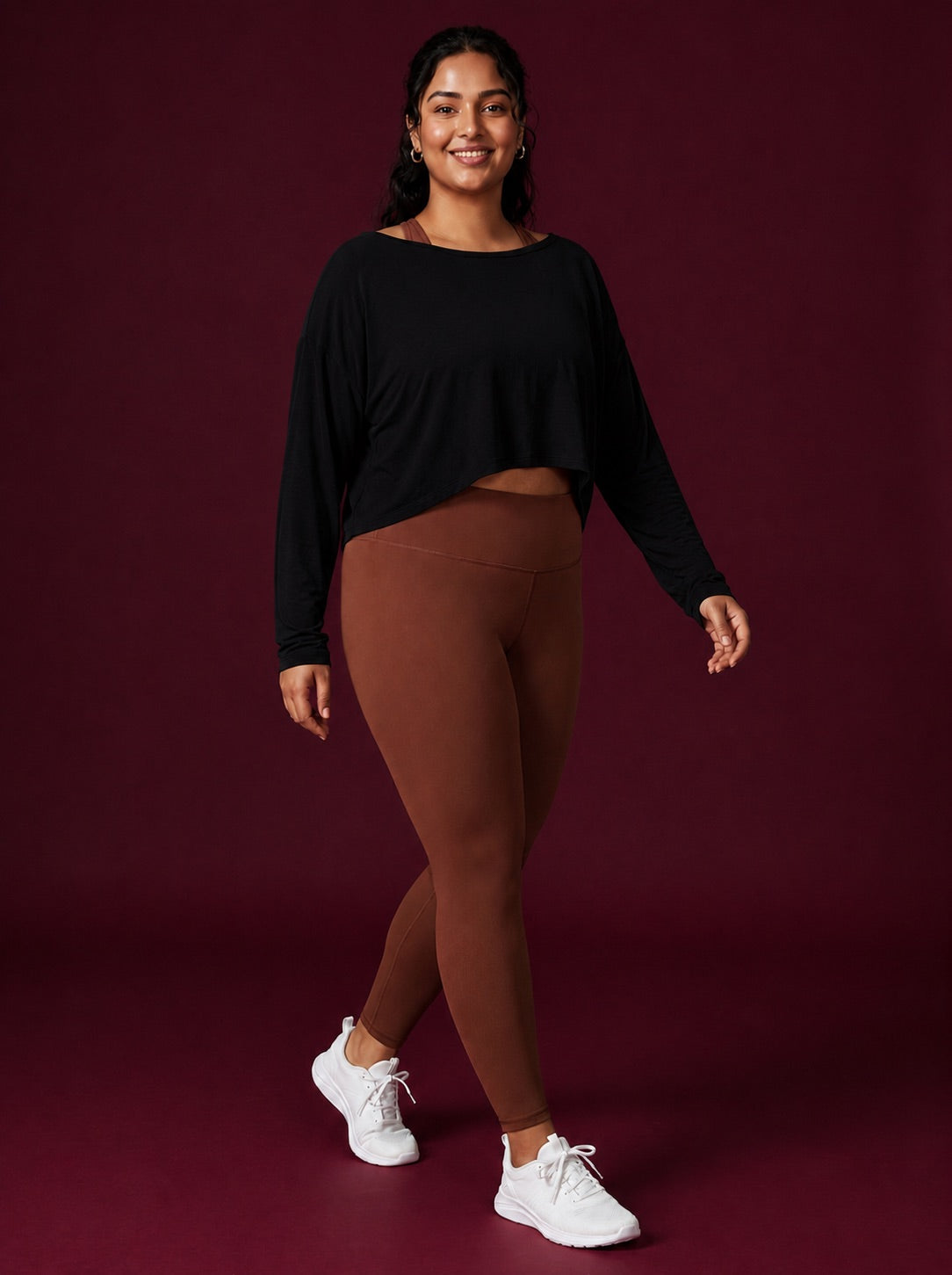 Twist Back Cropped Long Sleeve Top