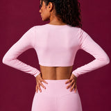 CurveSculpt Square-Neck Full Sleeves Padded Crop Top