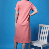 Women's Cotton Lycra Leisure Dress - Salmon Pink