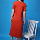 Women's Cotton Lycra Leisure Dress - Cinnamon