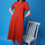 Women's Cotton Lycra Leisure Dress - Cinnamon