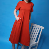 Women's Cotton Lycra Leisure Dress - Cinnamon