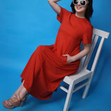Women's Cotton Lycra Leisure Dress - Cinnamon