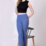 Blue Ribbed Lounge Pants