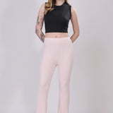 Powder Pink Ribbed Lounge Pants