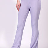 Lavender Ribbed Flare Leggings