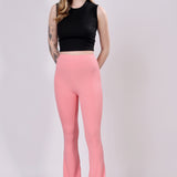 Peach Ribbed Flare Leggings