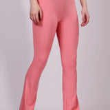 Peach Ribbed Flare Leggings