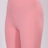 Peach Ribbed Flare Leggings