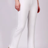 White Ribbed Lounge Pants