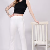 White Ribbed Lounge Pants
