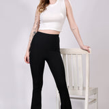 Black Ribbed Flare Leggings