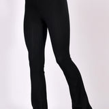 Black Ribbed Flare Leggings