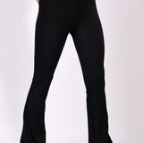 Black Ribbed Flare Leggings
