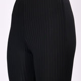 Black Ribbed Flare Leggings