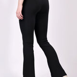 Black Ribbed Flare Leggings