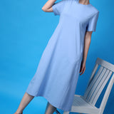 Women's Cotton Lycra Leisure Dress - Powder Blue