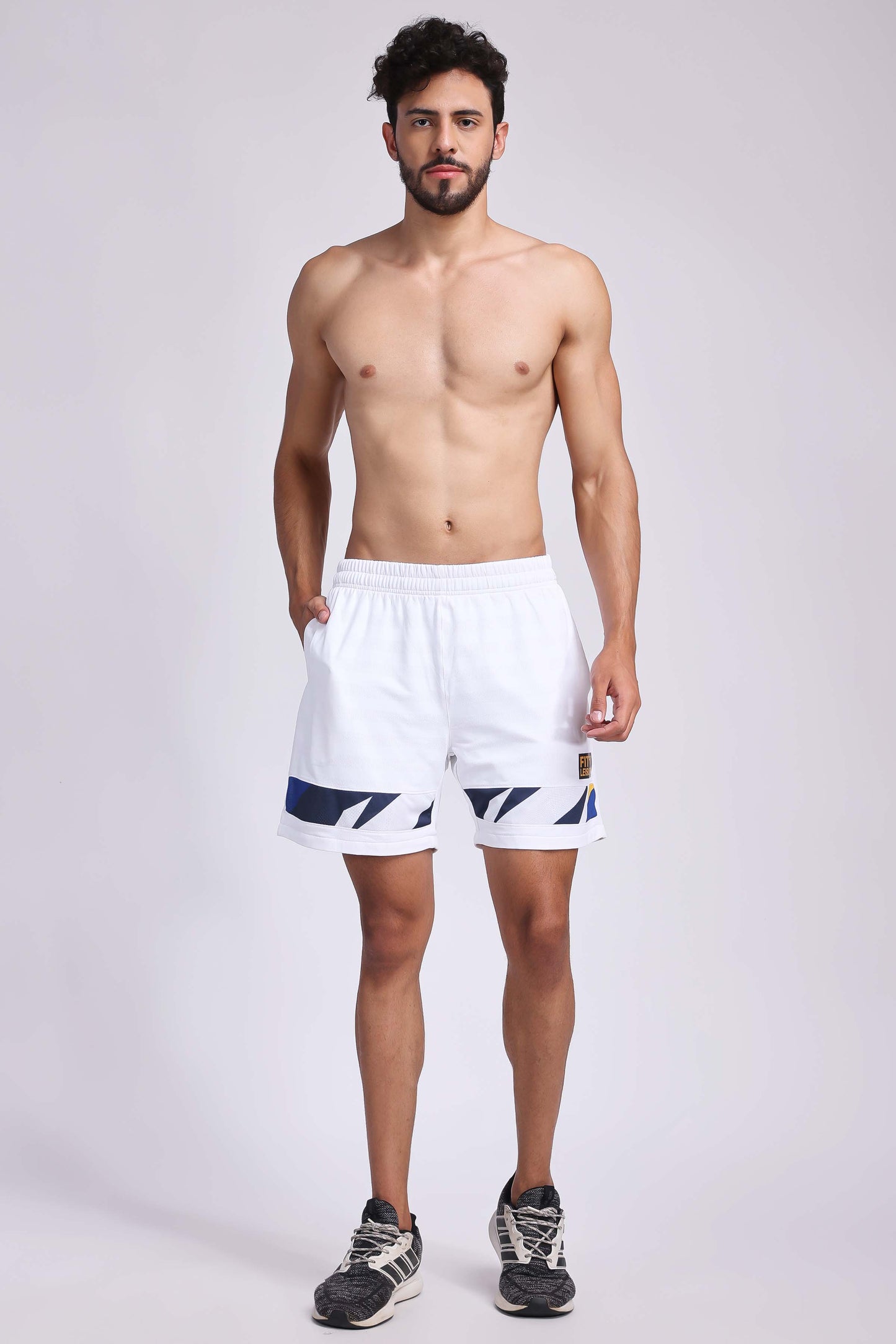 Men's Topaz Badminton Shorts - White/Yellow