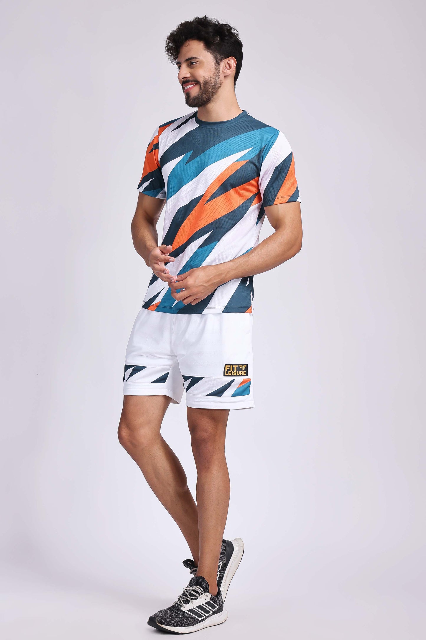 Men's Pyrite Tennis Shorts - White/Orange