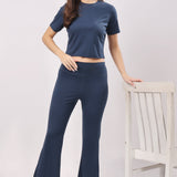 Flare Bliss Co-ord Sets - Navy Blue