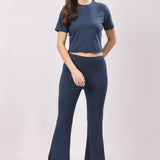 Flare Bliss Co-ord Sets - Navy Blue