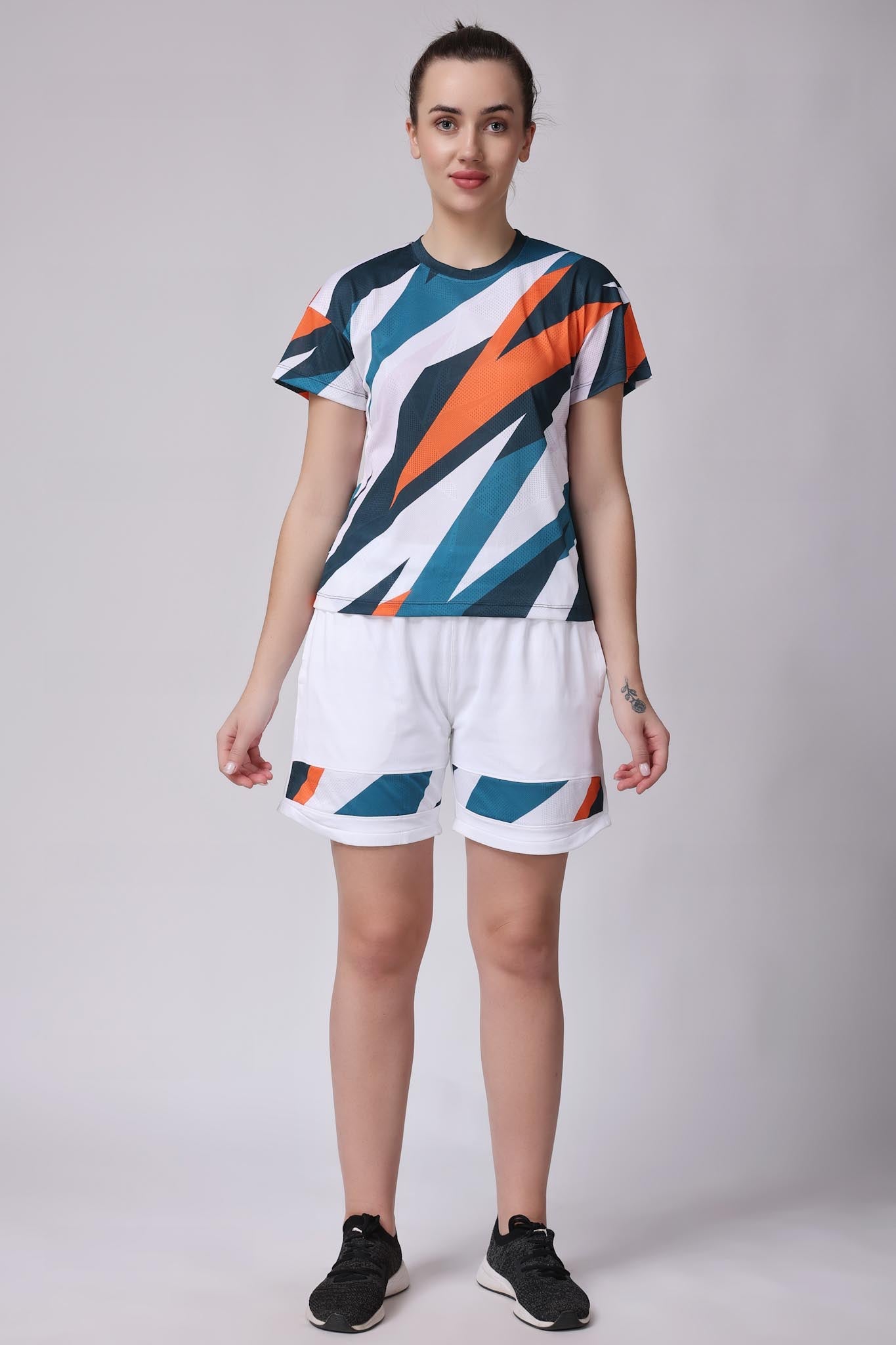 Women's Pyrite Tennis Coord Set - White/Orange