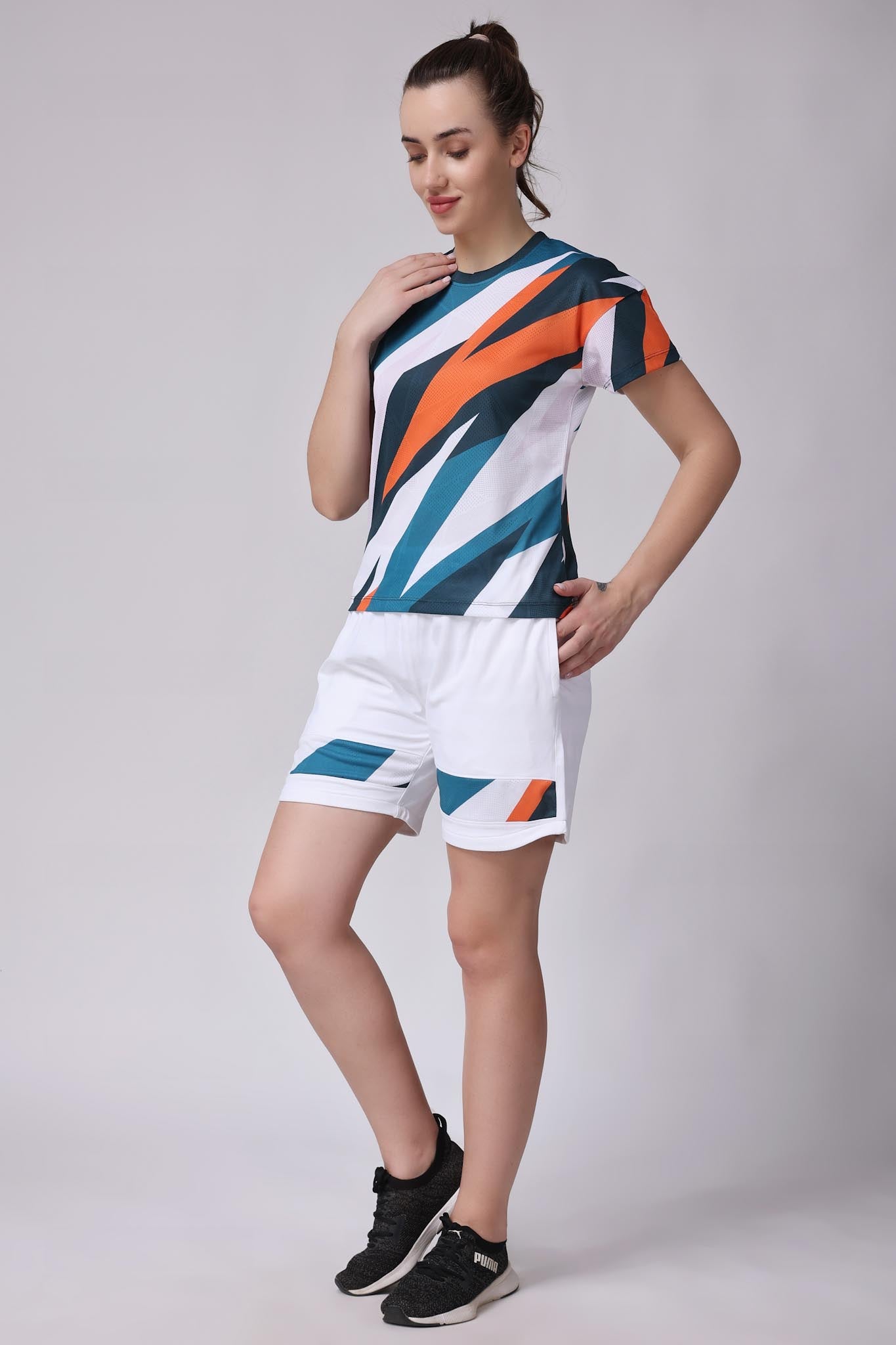 Women's Pyrite Tennis Coord Set - White/Orange