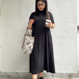 Women's Cotton Lycra Leisure Dress - Black