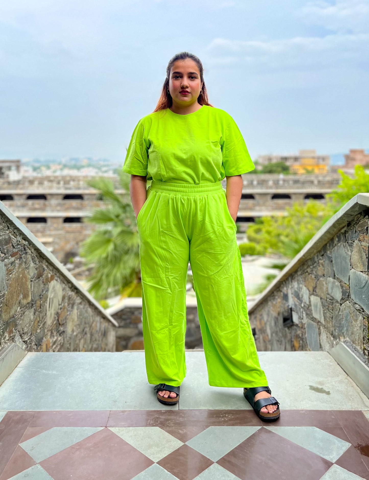 Women's Leisure Coord Set - Neon Green