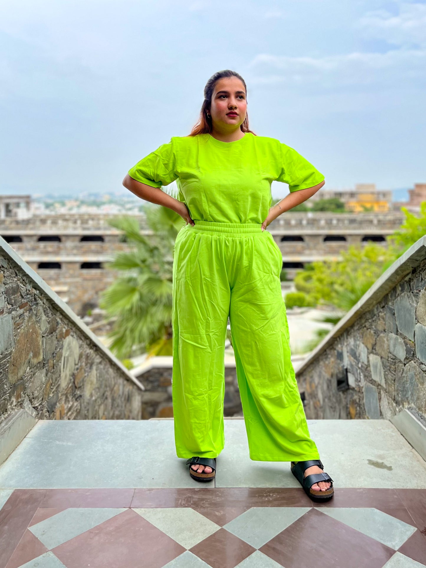 Women's Leisure Coord Set - Neon Green