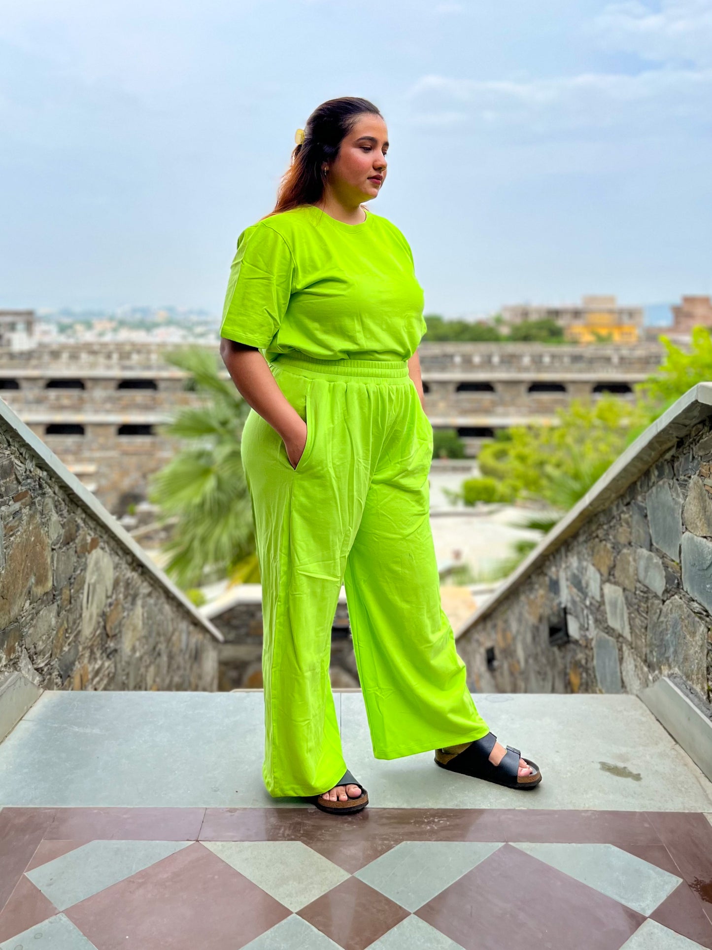 Women's Leisure Coord Set - Neon Green