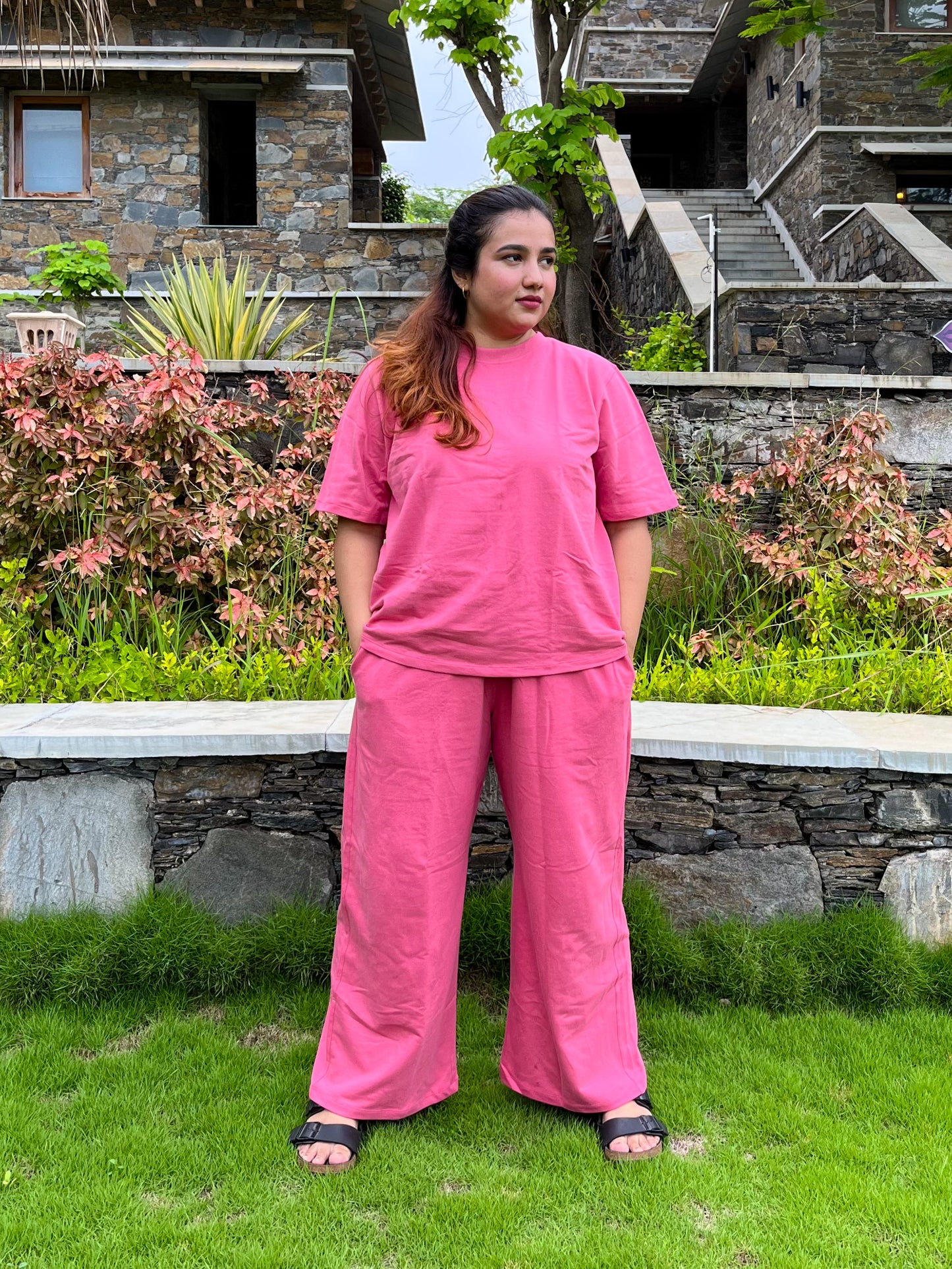 Women's Leisure Coord Set - Dark Pink