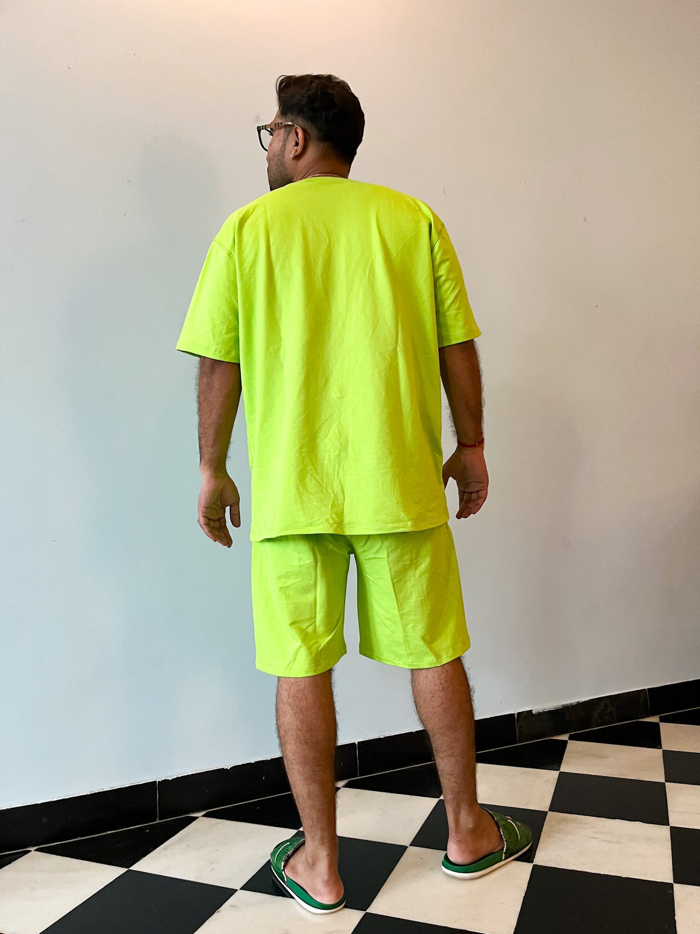 Men's Leisure Coord Set - Neon Green