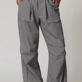 Lightweight Windbreaker Parachute Pants - Grey