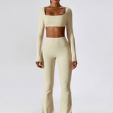 SculptSquare Long Sleeve Crop Top – Apricot