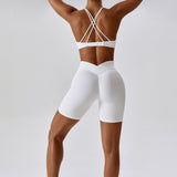 Elevate V-Waist Biker Shorts - Snow White