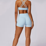 UltraFlex High-Waist Active Shorts - Powder Blue