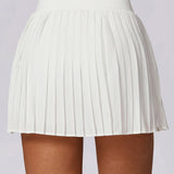 Swift Move Pleated Training Skirt with Pocket Shorts - Cotton White