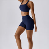 UltraFlex High-Waist Active Shorts - Navy Blue